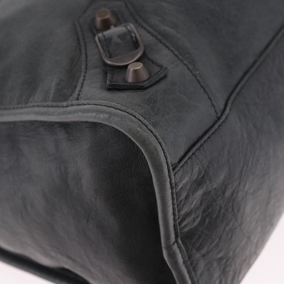 BALENCIAGA The City Hand Bag Leather 2way Black 115748 Auth 185364SAM