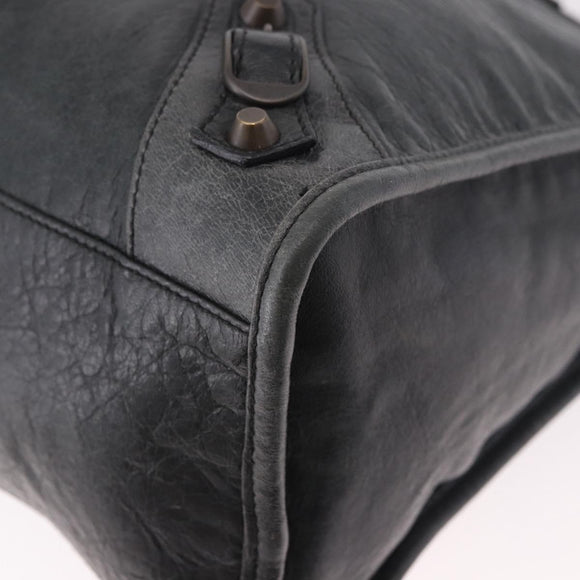 BALENCIAGA The City Hand Bag Leather 2way Black 115748 Auth 185364SAM