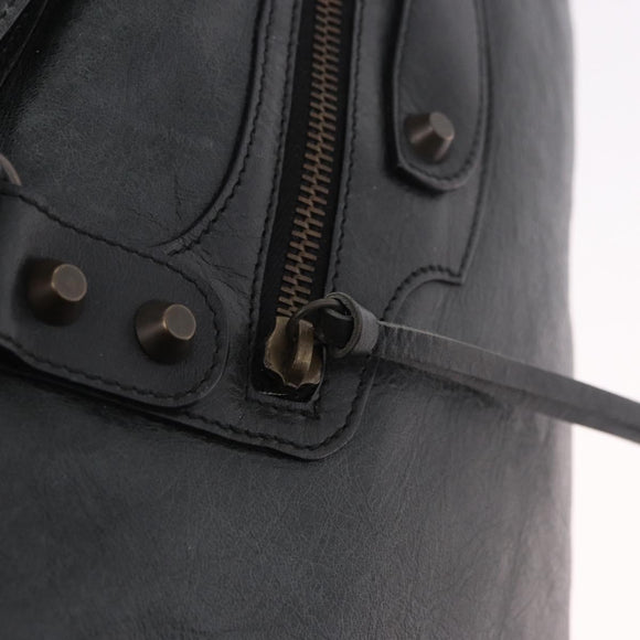 BALENCIAGA The City Hand Bag Leather 2way Black 115748 Auth 185364SAM