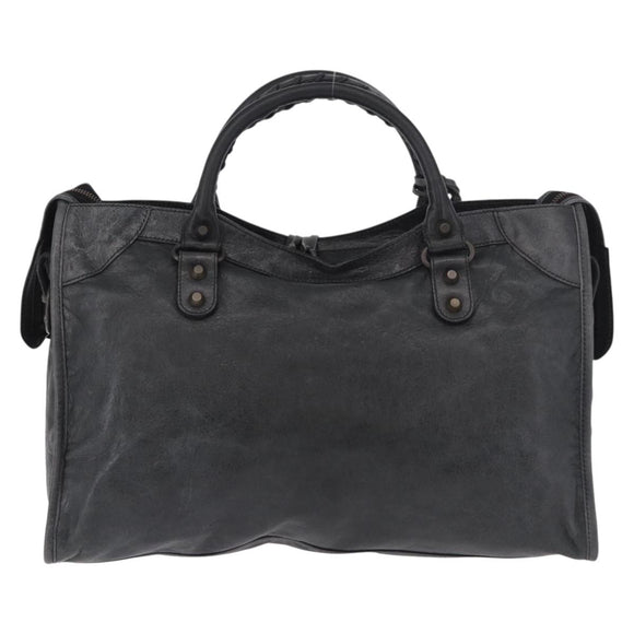 BALENCIAGA The City Hand Bag Leather 2way Black 115748 Auth 185364SAM