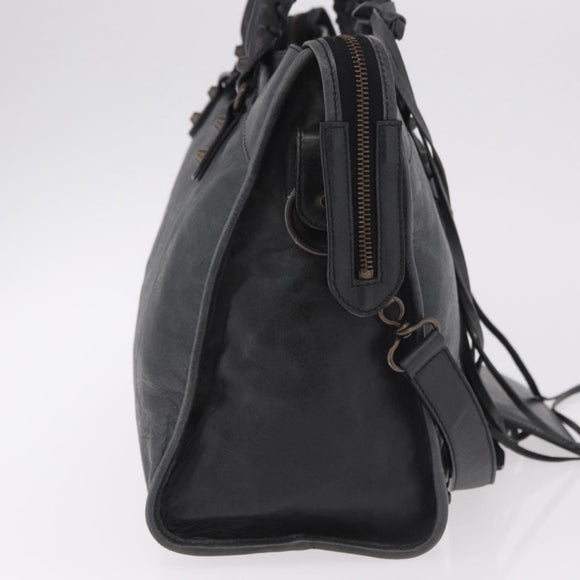BALENCIAGA The City Hand Bag Leather 2way Black 115748 Auth 185364SAM