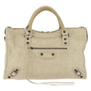BALENCIAGA The City Hand Bag Leather 2way Ivory 115748 Auth 185365V-13