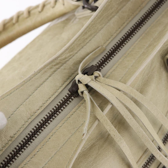 BALENCIAGA The City Hand Bag Leather 2way Ivory 115748 Auth 185365V