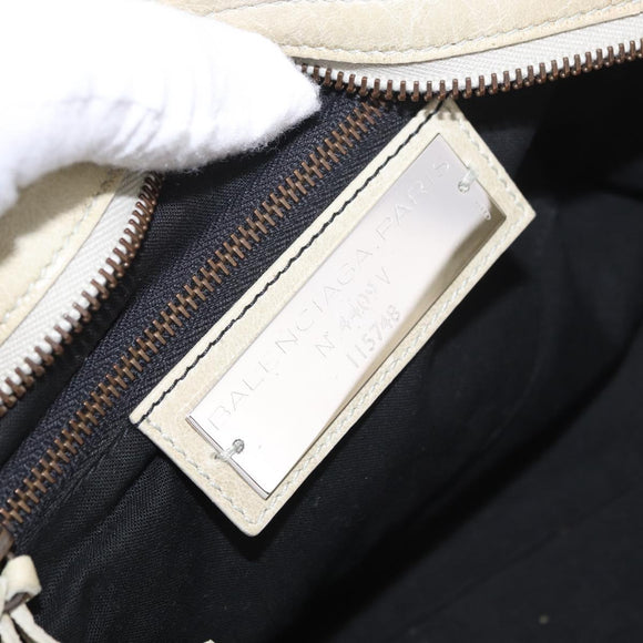 BALENCIAGA The City Hand Bag Leather 2way Ivory 115748 Auth 185365V