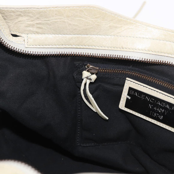 BALENCIAGA The City Hand Bag Leather 2way Ivory 115748 Auth 185365V