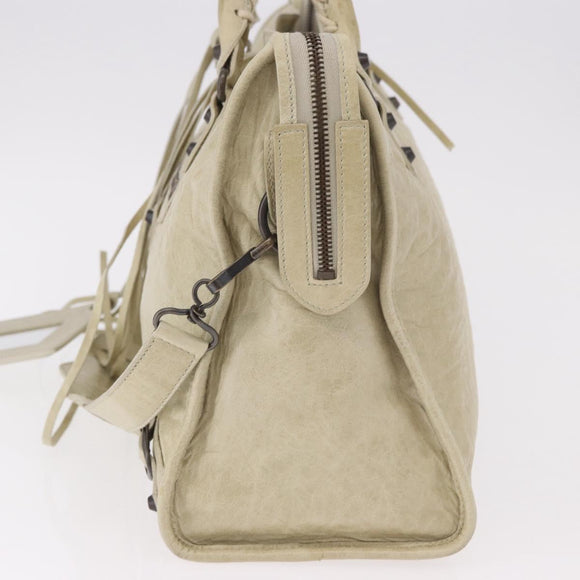 BALENCIAGA The City Hand Bag Leather 2way Ivory 115748 Auth 185365V