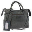 BALENCIAGA Vero Hand Bag Leather 2way Gray 235216 Auth 185366V-1