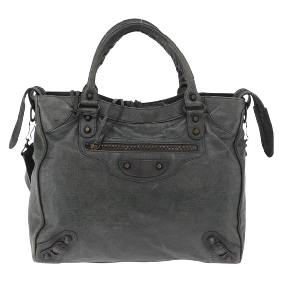BALENCIAGA Vero Hand Bag Leather 2way Gray 235216 Auth 185366V