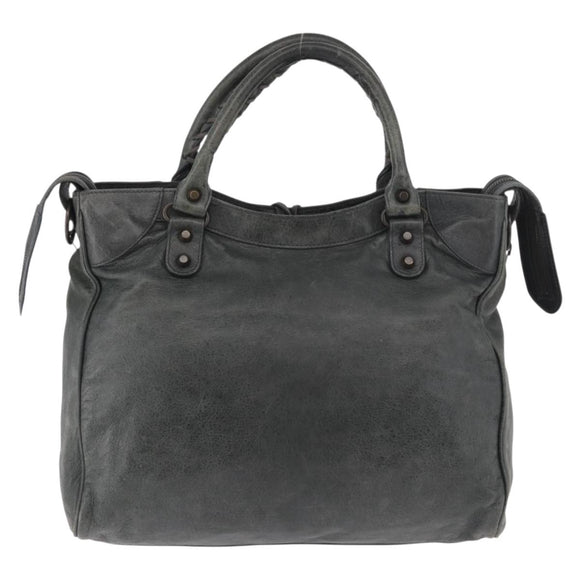BALENCIAGA Vero Hand Bag Leather 2way Gray 235216 Auth 185366V