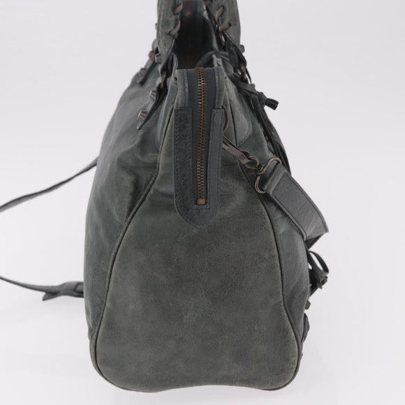 BALENCIAGA Vero Hand Bag Leather 2way Gray 235216 Auth 185366V