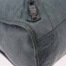 BALENCIAGA The City Bag Leather 2way Light Blue Gold Silver 115748 Auth 185367V-9