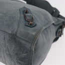 BALENCIAGA The City Bag Leather 2way Light Blue Gold Silver 115748 Auth 185367V-14