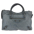 BALENCIAGA The City Bag Leather 2way Light Blue Gold Silver 115748 Auth 185367V-13