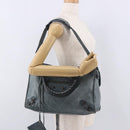 BALENCIAGA The City Bag Leather 2way Light Blue Gold Silver 115748 Auth 185367V-28