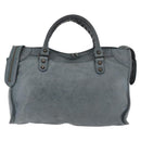 BALENCIAGA The City Bag Leather 2way Light Blue Gold Silver 115748 Auth 185367V-2