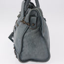 BALENCIAGA The City Bag Leather 2way Light Blue Gold Silver 115748 Auth 185367V-3
