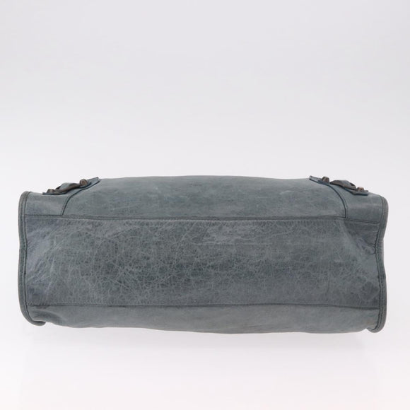 BALENCIAGA The City Bag Leather 2way Light Blue Gold Silver 115748 Auth 185367V
