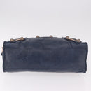 BALENCIAGA The Giant City Hand Bag Leather 2way Navy Gold 173084 Auth 185368SAM-11