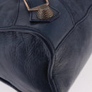 BALENCIAGA The Giant City Hand Bag Leather 2way Navy Gold 173084 Auth 185368SAM-12