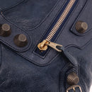 BALENCIAGA The Giant City Hand Bag Leather 2way Navy Gold 173084 Auth 185368SAM-16