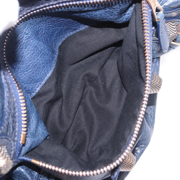 BALENCIAGA The Giant City Hand Bag Leather 2way Navy Gold 173084 Auth 185368SAM