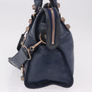 BALENCIAGA The Giant City Hand Bag Leather 2way Navy Gold 173084 Auth 185368SAM-4