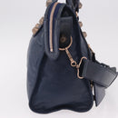 BALENCIAGA The Giant City Hand Bag Leather 2way Navy Gold 173084 Auth 185368SAM-5