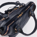 BALENCIAGA The Giant City Hand Bag Leather 2way Navy Gold 173084 Auth 185368SAM-6