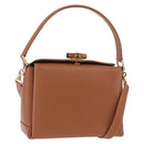 GUCCI Bamboo Hand Bag Leather 2way Brown Gold Auth 185369-1