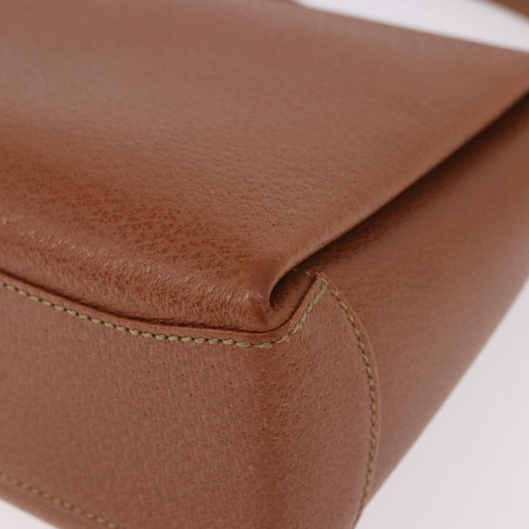 GUCCI Bamboo Hand Bag Leather 2way Brown Gold Auth 185369