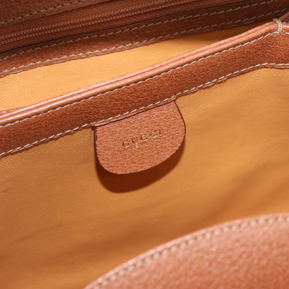 GUCCI Bamboo Hand Bag Leather 2way Brown Gold Auth 185369
