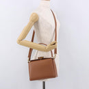 GUCCI Bamboo Hand Bag Leather 2way Brown Gold Auth 185369-27