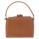 GUCCI Bamboo Hand Bag Leather 2way Brown Gold Auth 185369-2