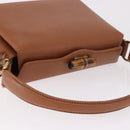 GUCCI Bamboo Hand Bag Leather 2way Brown Gold Auth 185369-6