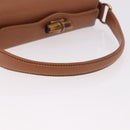 GUCCI Bamboo Hand Bag Leather 2way Brown Gold Auth 185369-7