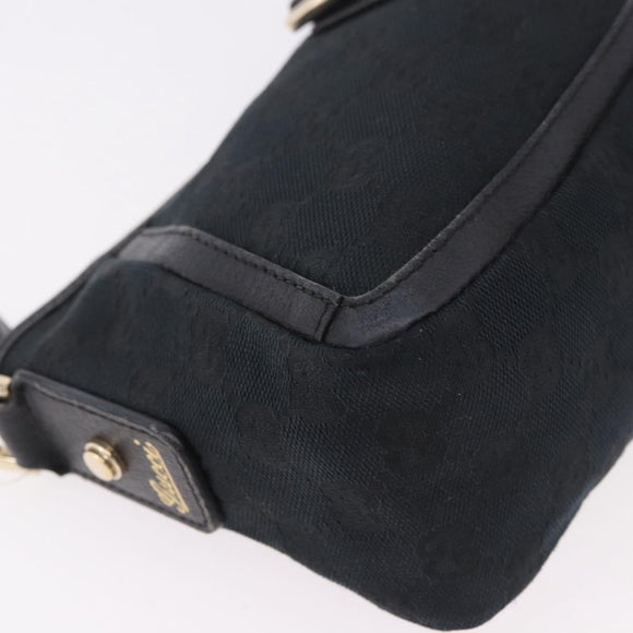 GUCCI GG Canvas Shoulder Bag Black Gold 130939 Auth 185370V