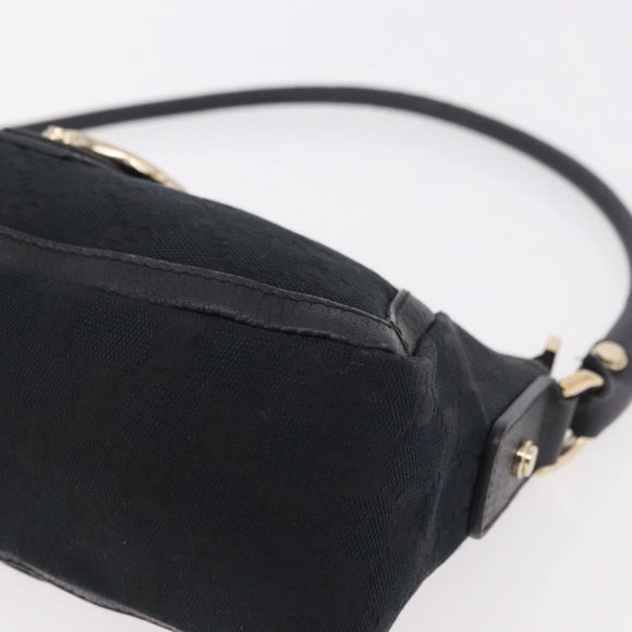 GUCCI GG Canvas Shoulder Bag Black Gold 130939 Auth 185370V