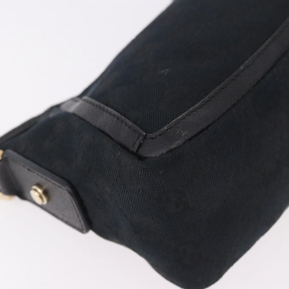 GUCCI GG Canvas Shoulder Bag Black Gold 130939 Auth 185370V