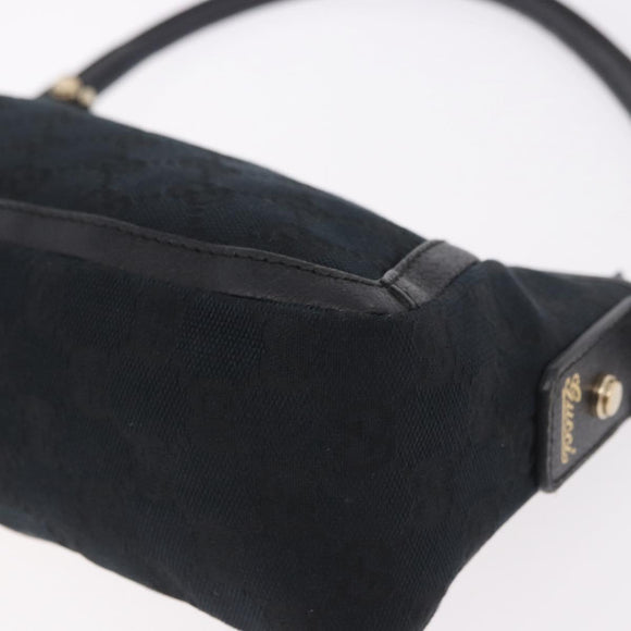 GUCCI GG Canvas Shoulder Bag Black Gold 130939 Auth 185370V