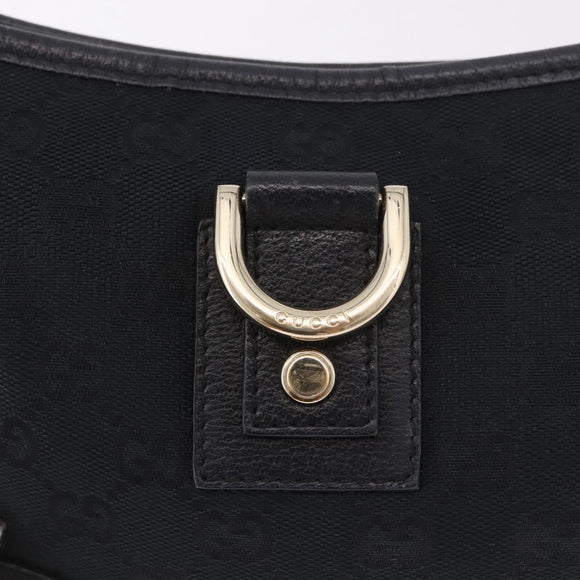GUCCI GG Canvas Shoulder Bag Black Gold 130939 Auth 185370V