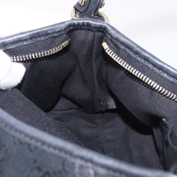 GUCCI GG Canvas Shoulder Bag Black Gold 130939 Auth 185370V