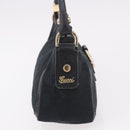 GUCCI GG Canvas Shoulder Bag Black Gold 130939 Auth 185370V-4