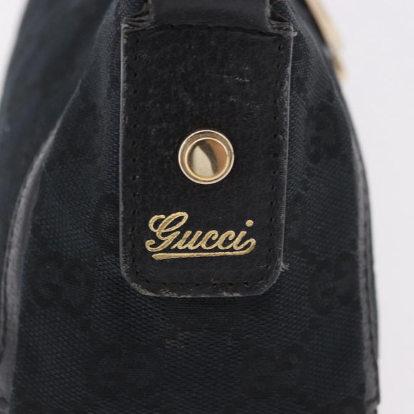 GUCCI GG Canvas Shoulder Bag Black Gold 130939 Auth 185370V