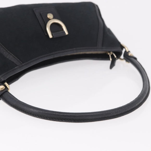 GUCCI GG Canvas Shoulder Bag Black Gold 130939 Auth 185370V