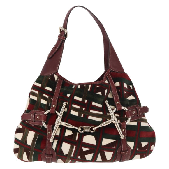 GUCCI Jackie Shoulder Bag Velor Green Gold 163804 Auth 185371SM