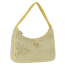 PRADA Hand Pouch Satin Yellow Silver Auth 185373SAM-1