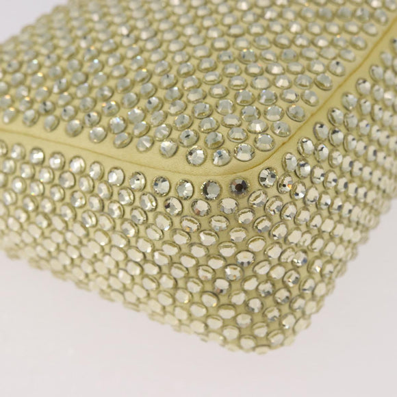 PRADA Hand Pouch Satin Yellow Silver Auth 185373SAM