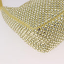 PRADA Hand Pouch Satin Yellow Silver Auth 185373SAM-12