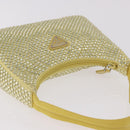 PRADA Hand Pouch Satin Yellow Silver Auth 185373SAM-6
