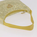 PRADA Hand Pouch Satin Yellow Silver Auth 185373SAM-7
